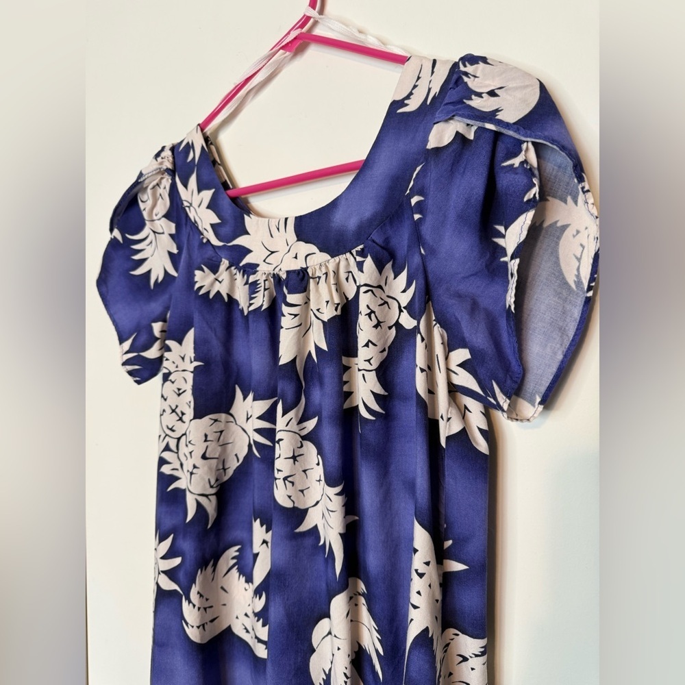Paradise Bay VINTAGE 80s Polynesian Muumuu Purple Palm Tree Small Hawaiian Dress - Picture 2 of 5